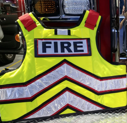 FIRENINJA - NINJA ARMOR Hi-Viz Red Fire / Traffic Safety & Ballistic Vest